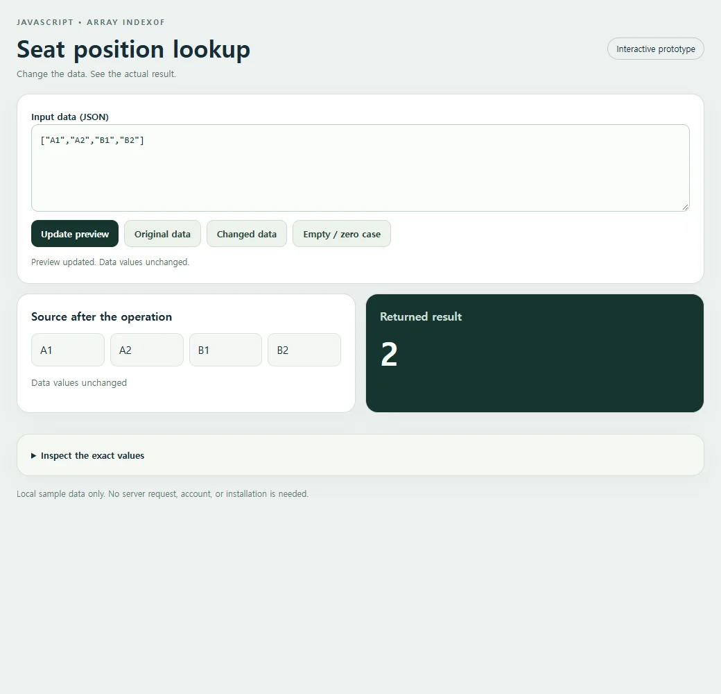 Seat position lookup: the original sample and its calculated result.