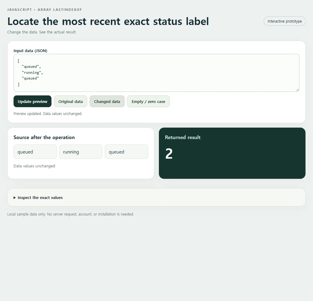 Locate the most recent exact status label: the changed preset supplies a second input to compare with the original.
