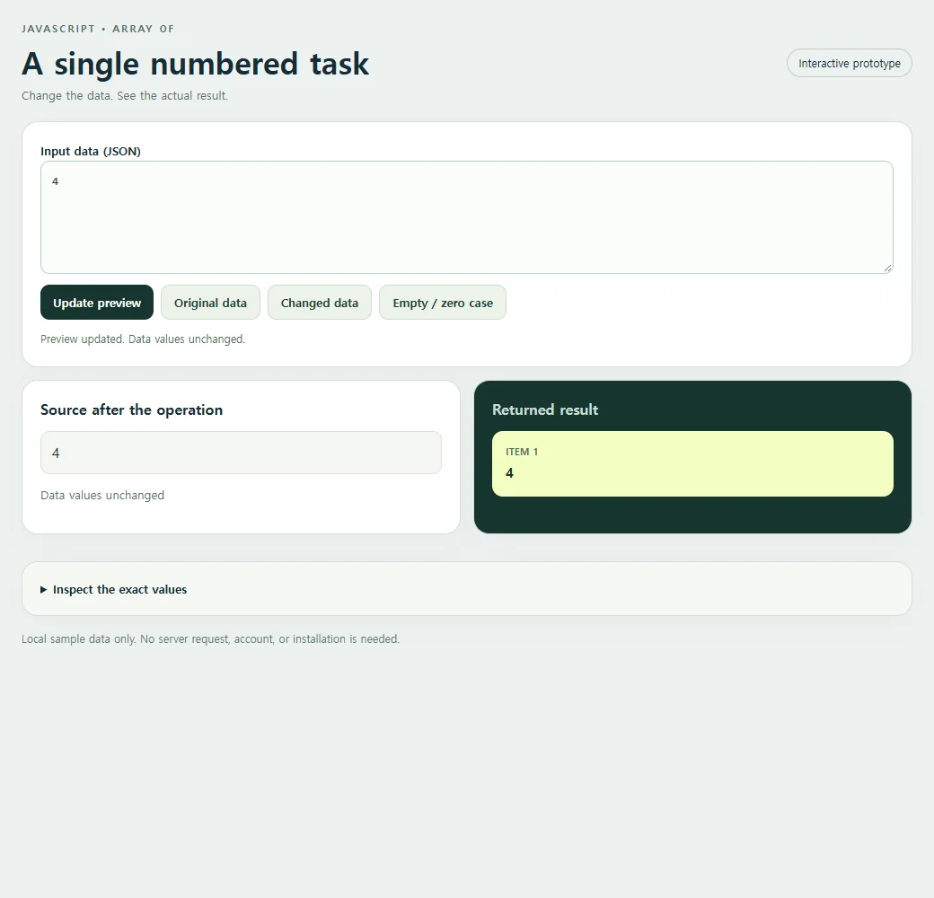 A single numbered task: the original sample and its calculated result.