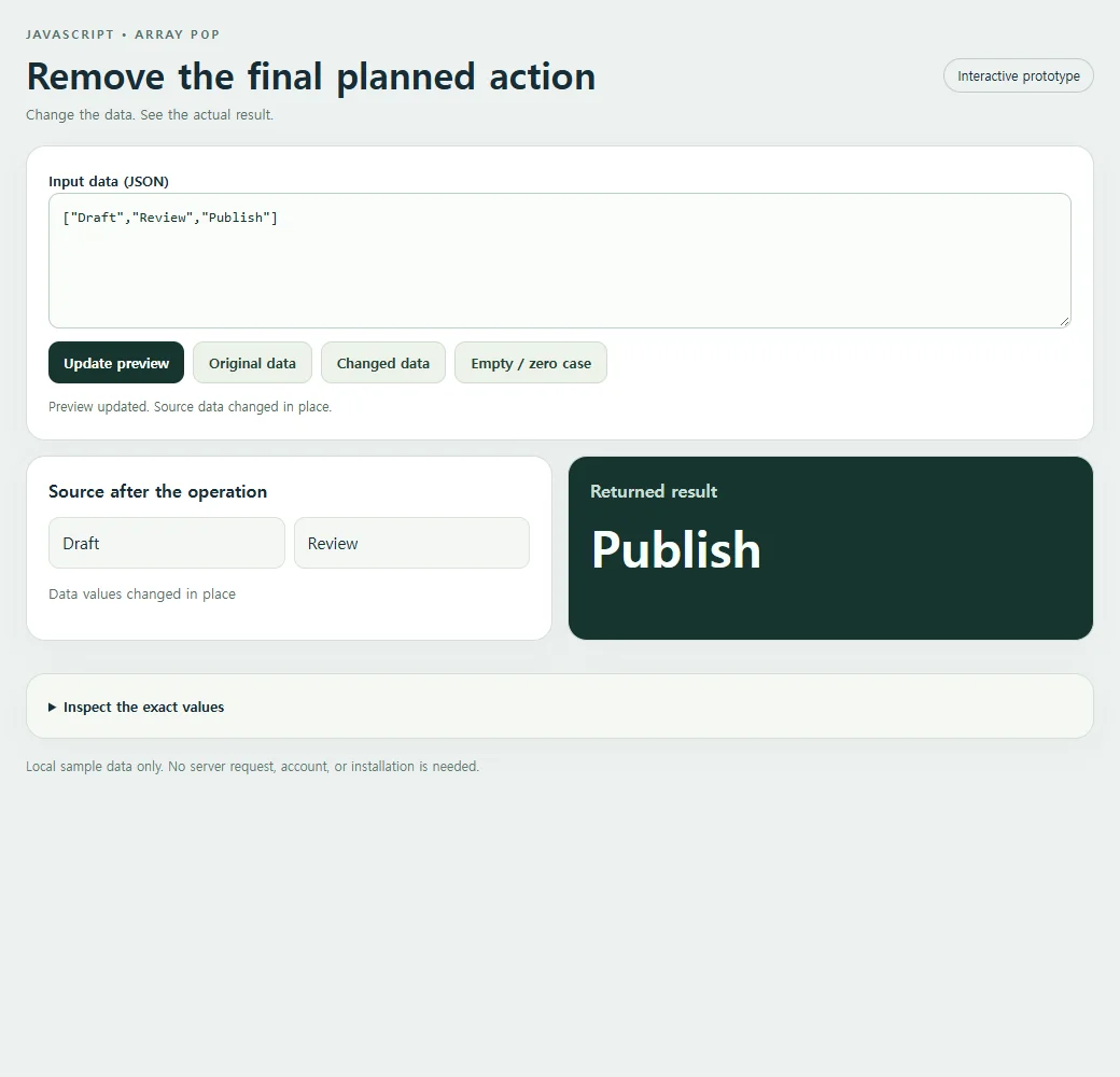 The complete remove the final planned action example with its original sample.