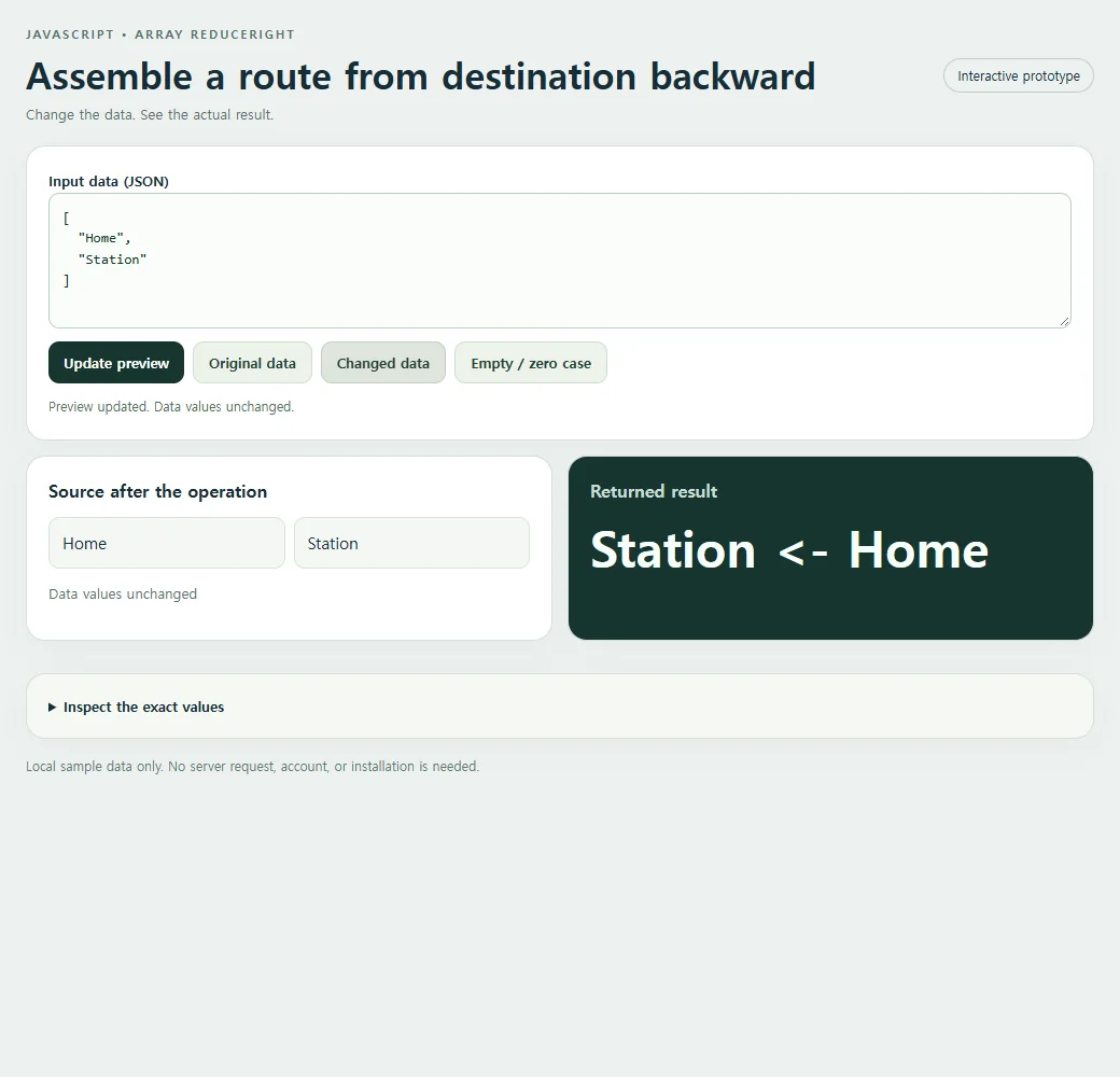 Assemble a route from destination backward: the changed preset supplies a second input to compare with the original.