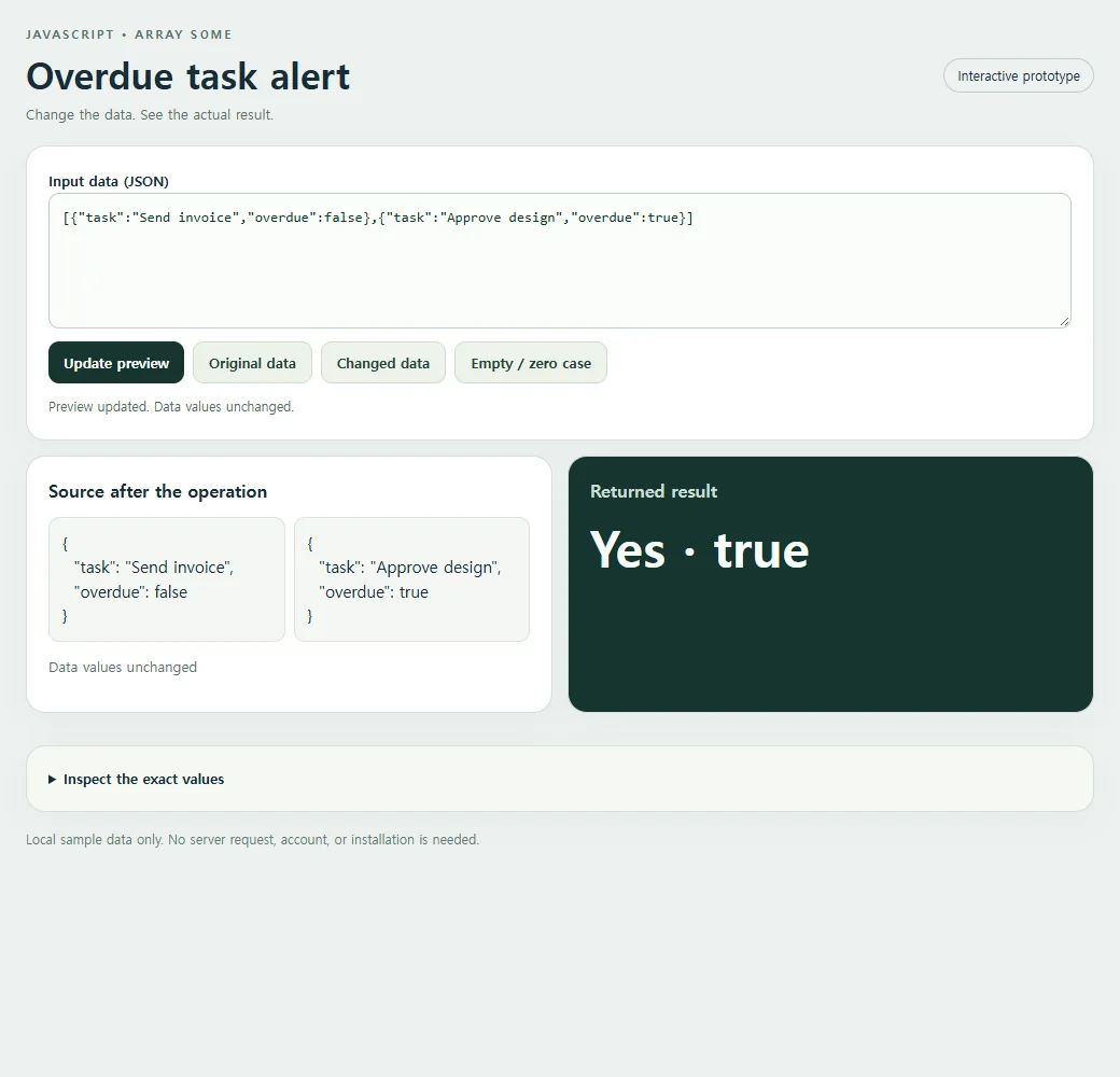 Overdue task alert: the original sample and its calculated result.