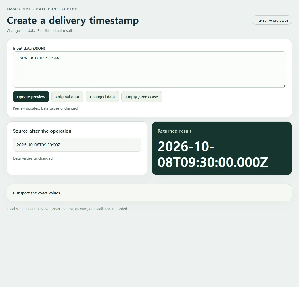 Create a delivery timestamp: original input and calculated result
