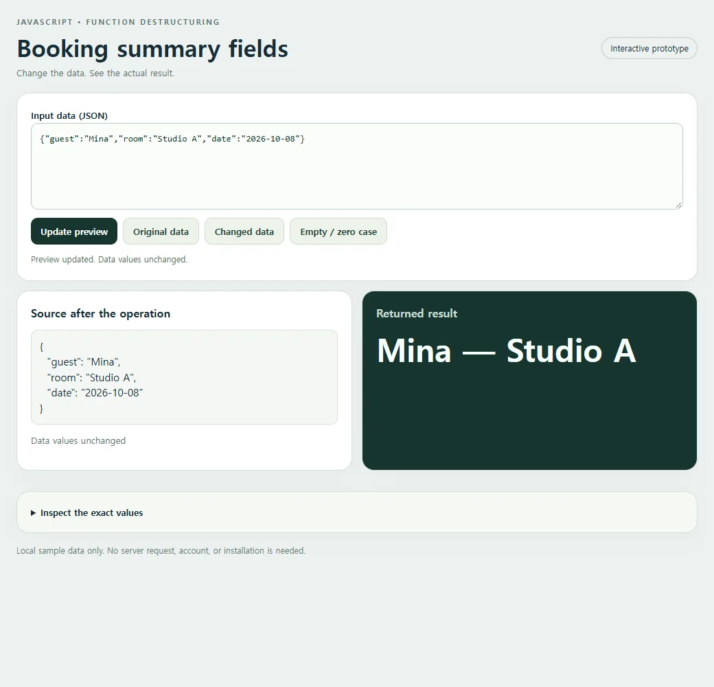 Booking summary fields: the original sample and its calculated result.
