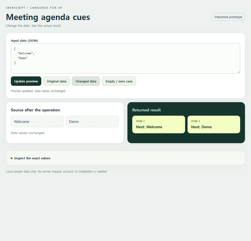 Changing the sample reveals the behavior of the meeting agenda cues.