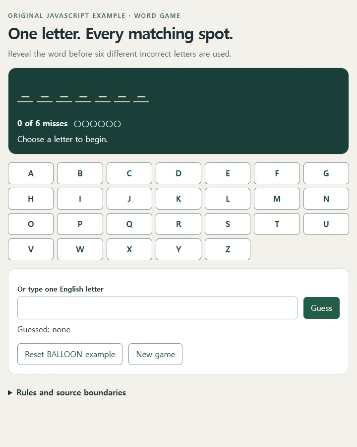 Letter lab · JavaScript word game