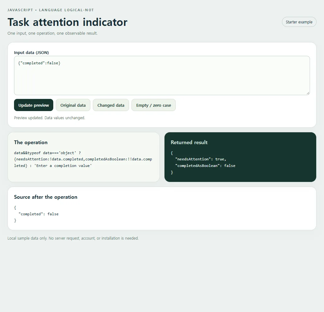 Inspect the exact source and result for the task attention indicator.