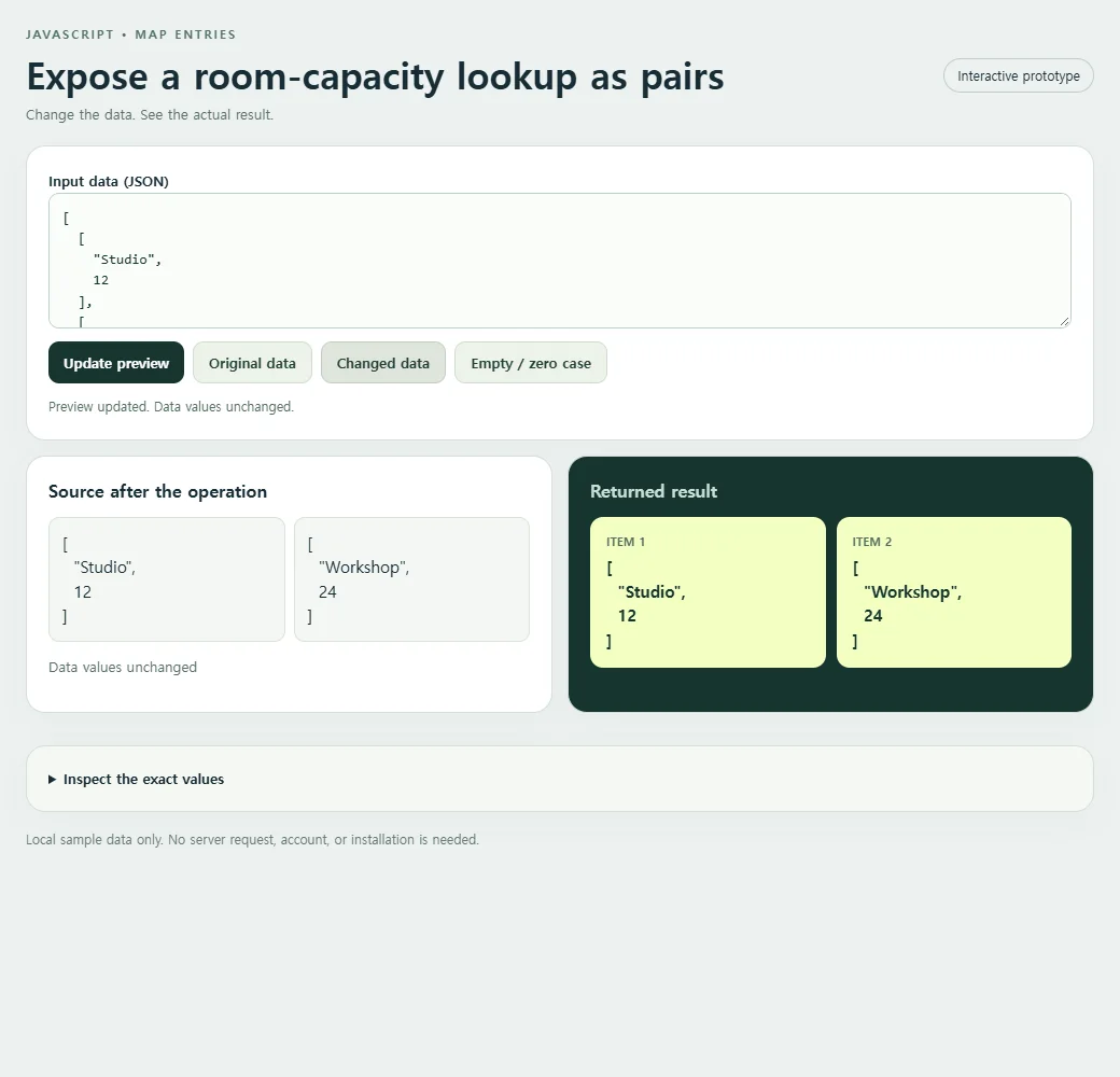 Expose a room-capacity lookup as pairs: the changed preset supplies a second input to compare with the original.