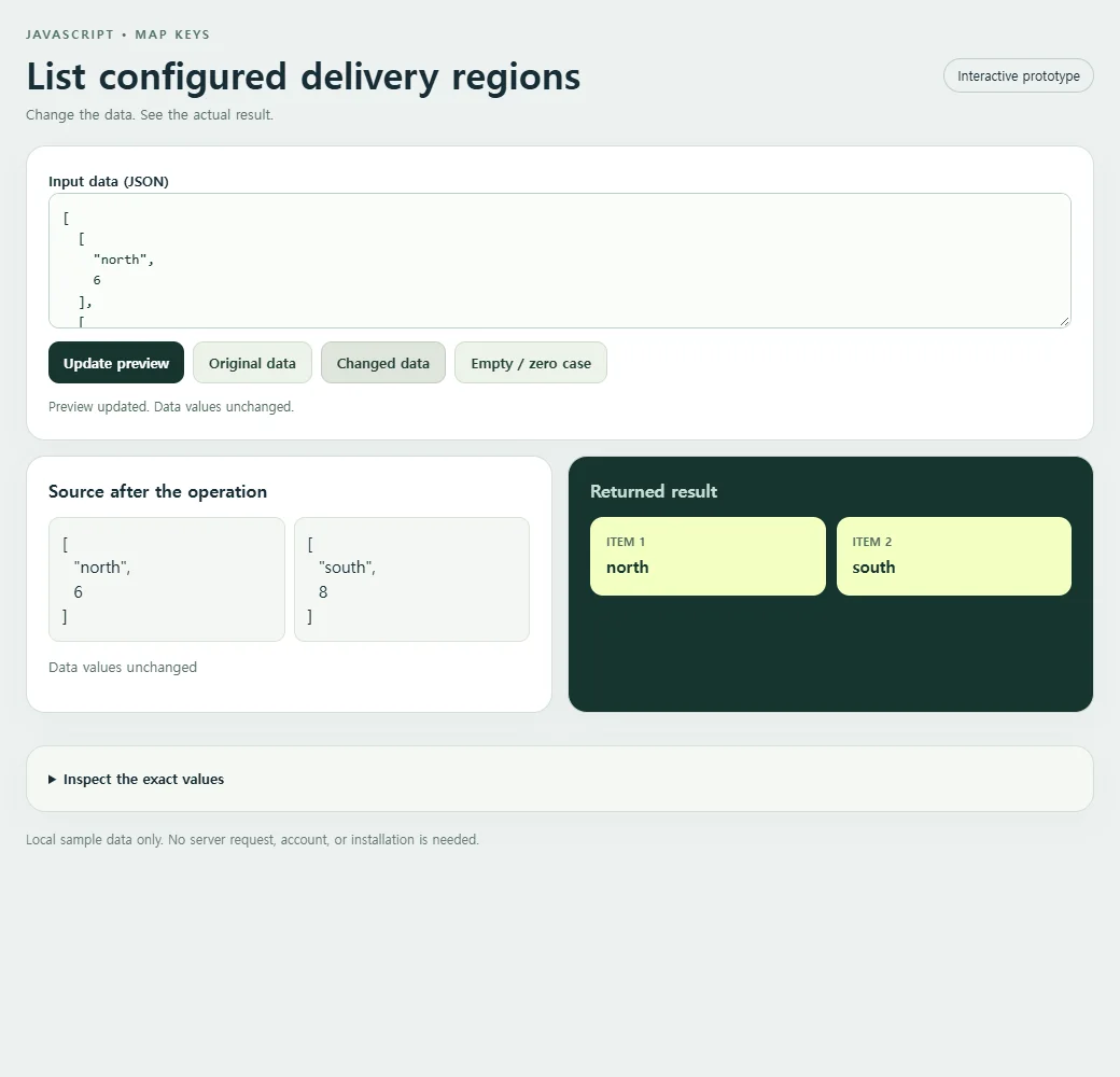List configured delivery regions: the changed preset supplies a second input to compare with the original.