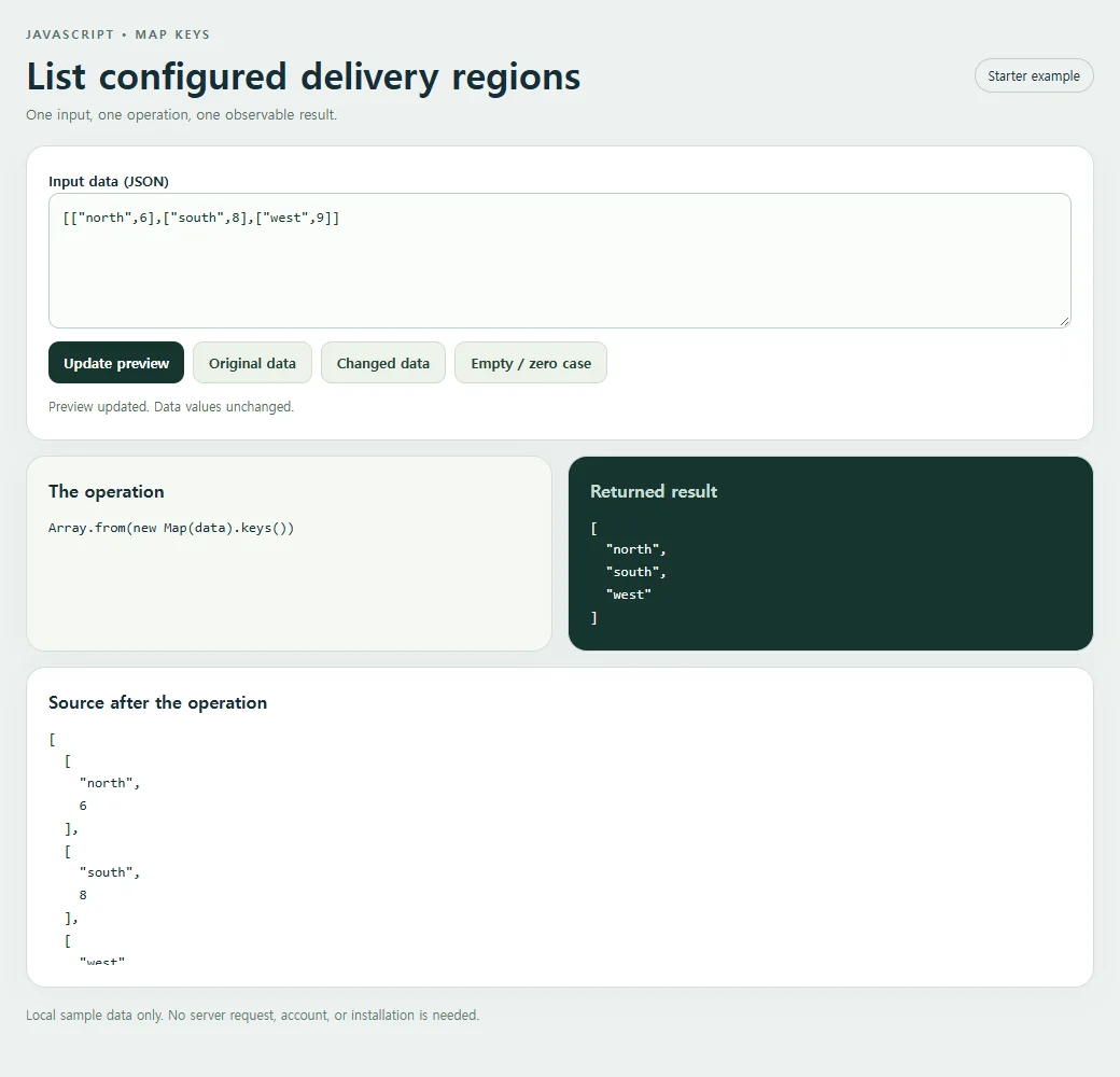 List configured delivery regions: inspect the smaller example and compare its source with its result.