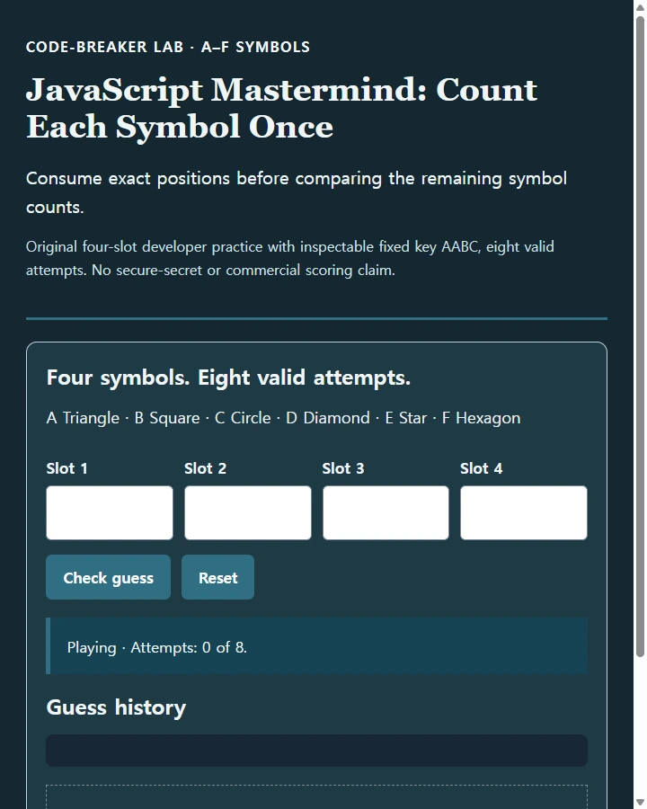 JavaScript Mastermind: Count Each Symbol Once