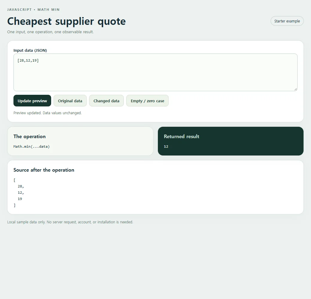 The simpler starter example separates the operation, returned value, and source data.