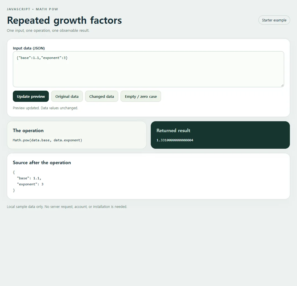 The simpler starter example separates the operation, returned value, and source data.