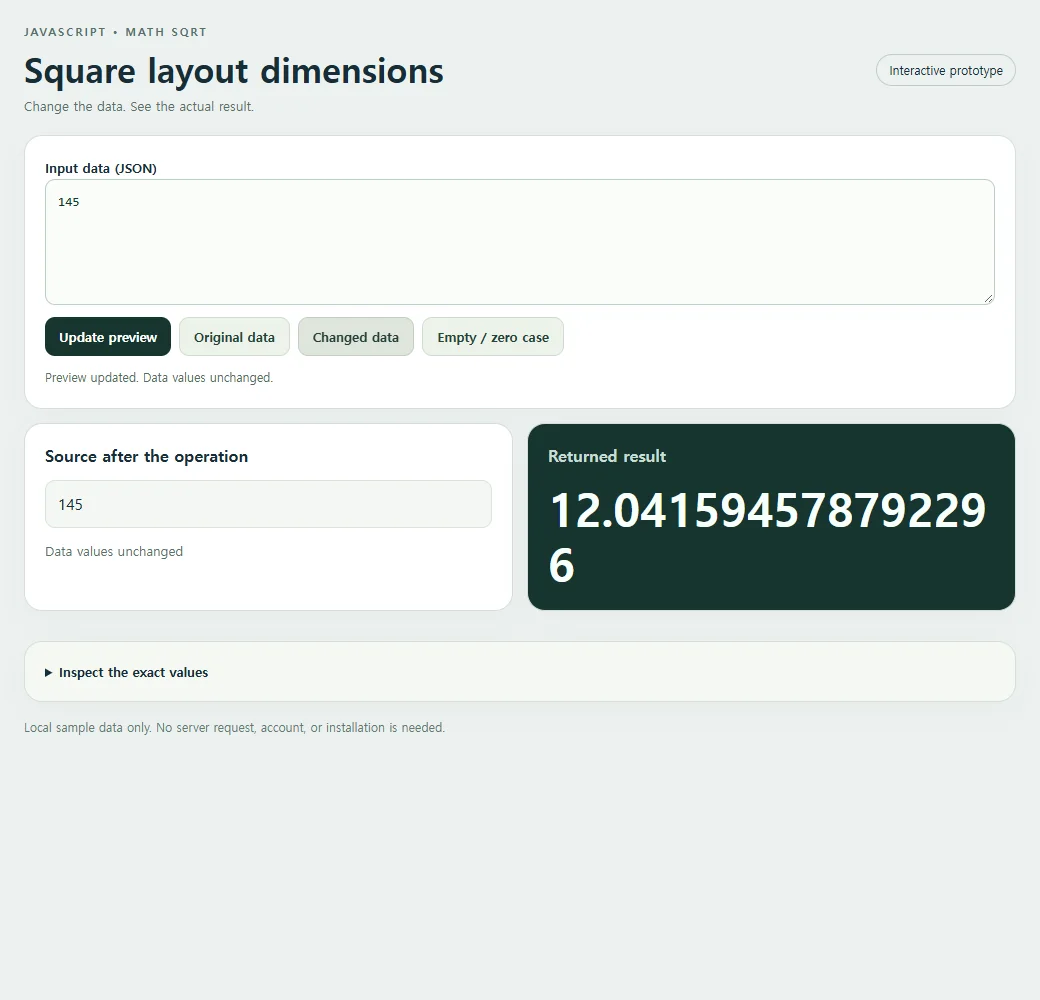 The same example with the Changed data preset; compare it with the original result before editing the operation.