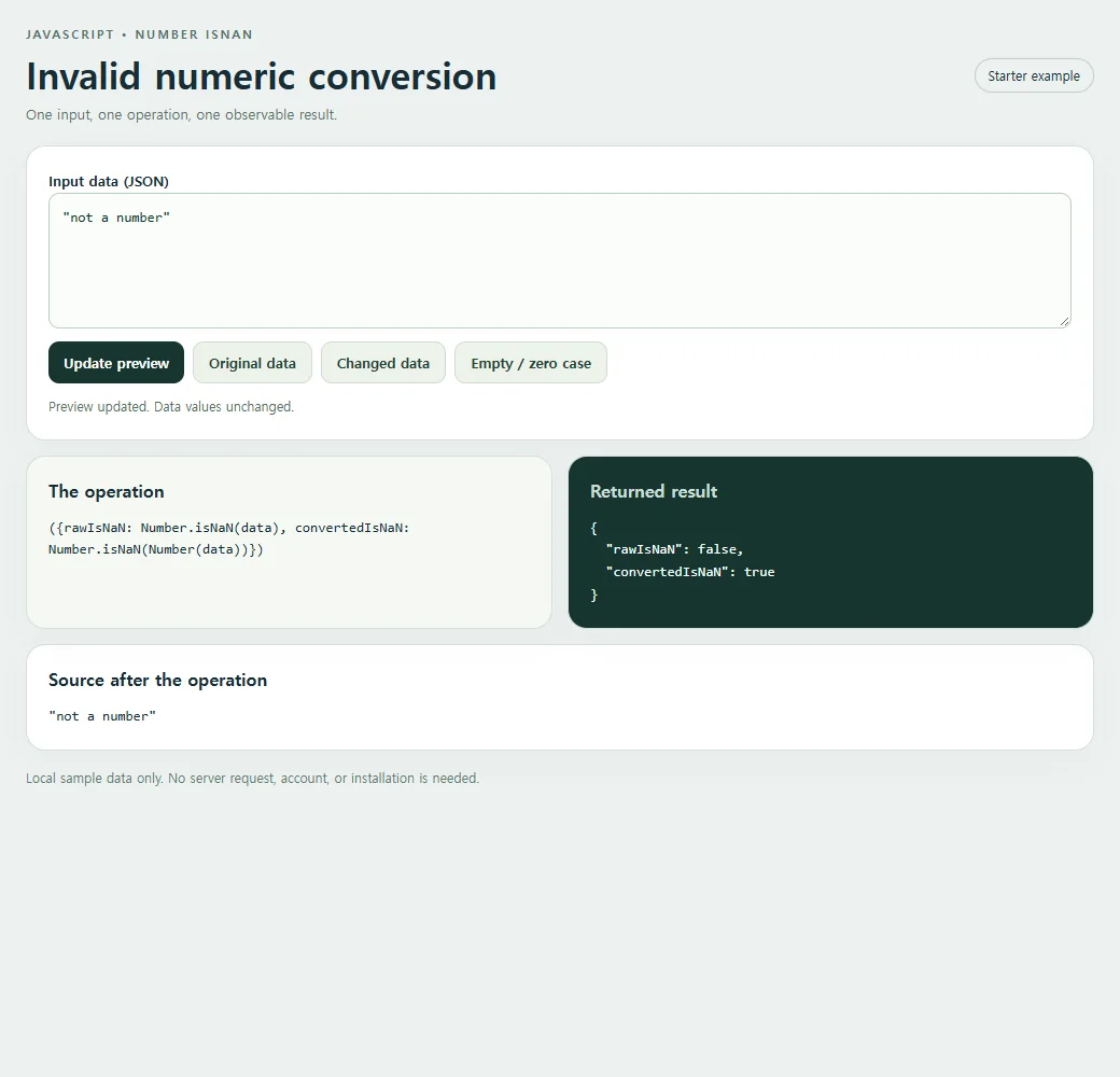 The simpler starter example separates the operation, returned value, and source data.