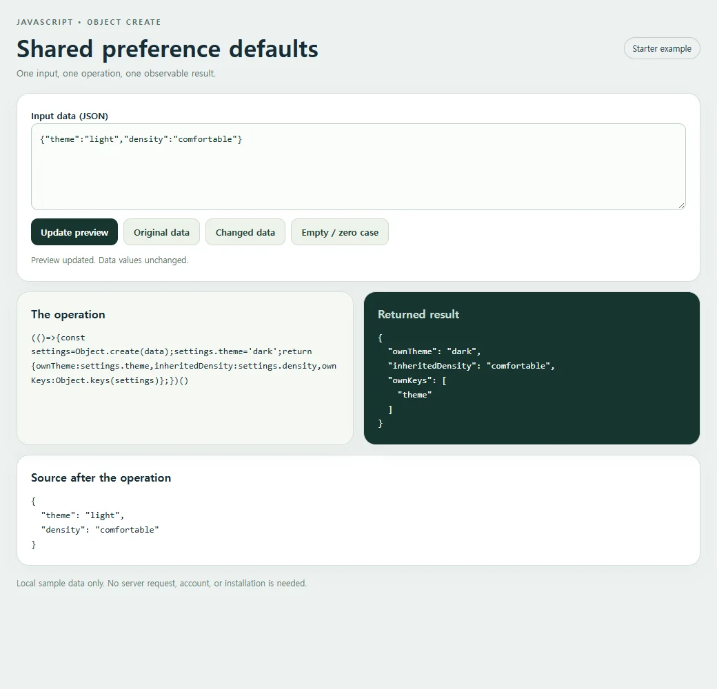 The simpler starter example separates the operation, returned value, and source data.