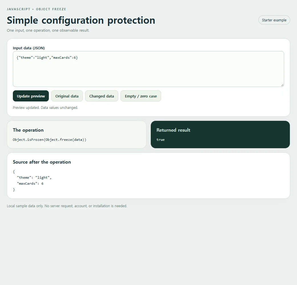 The simpler starter example separates the operation, returned value, and source data.