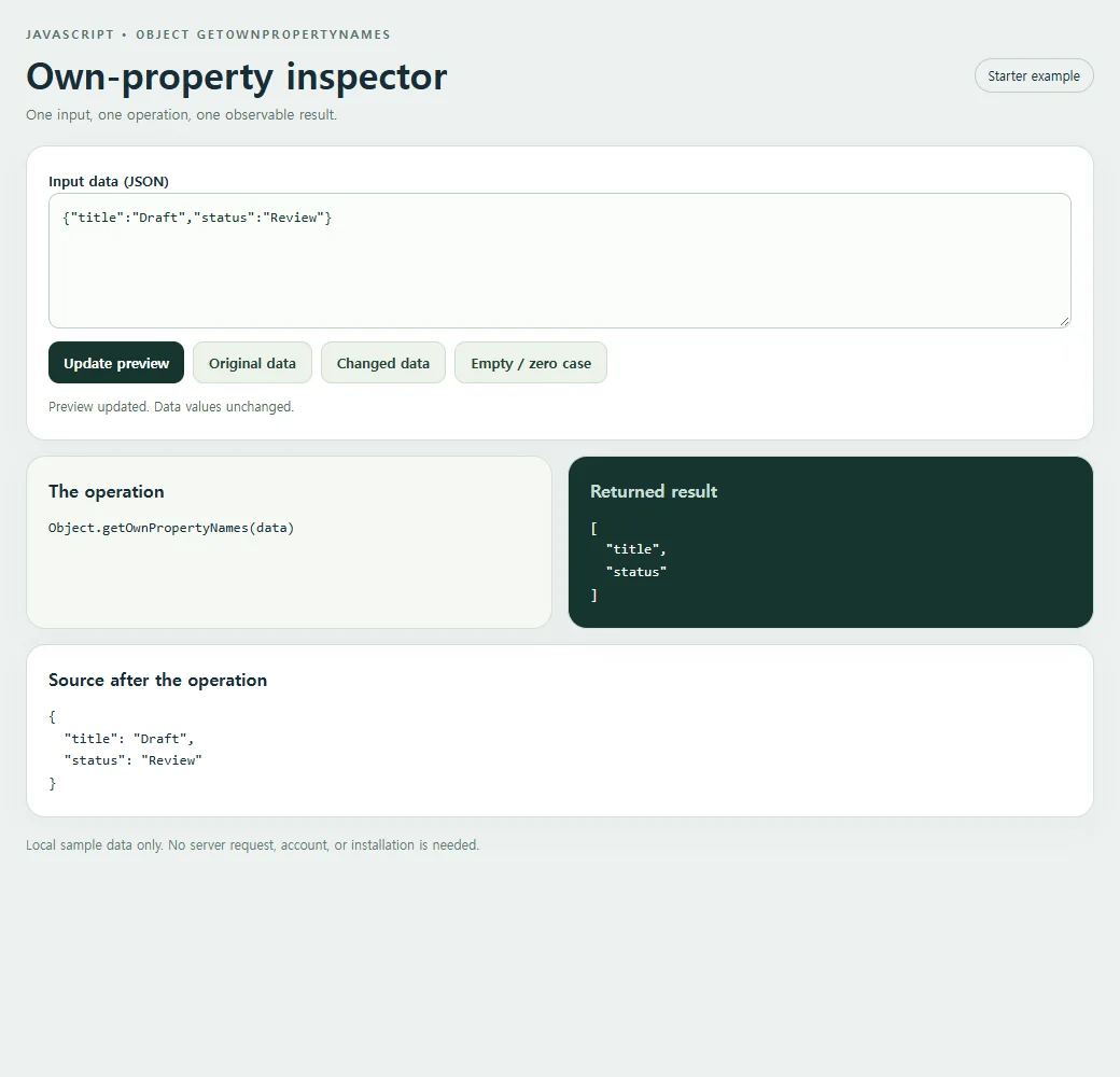 The simpler starter example separates the operation, returned value, and source data.