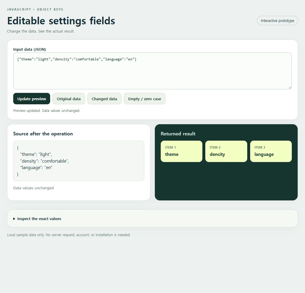 Editable settings fields: the original sample and its calculated result.