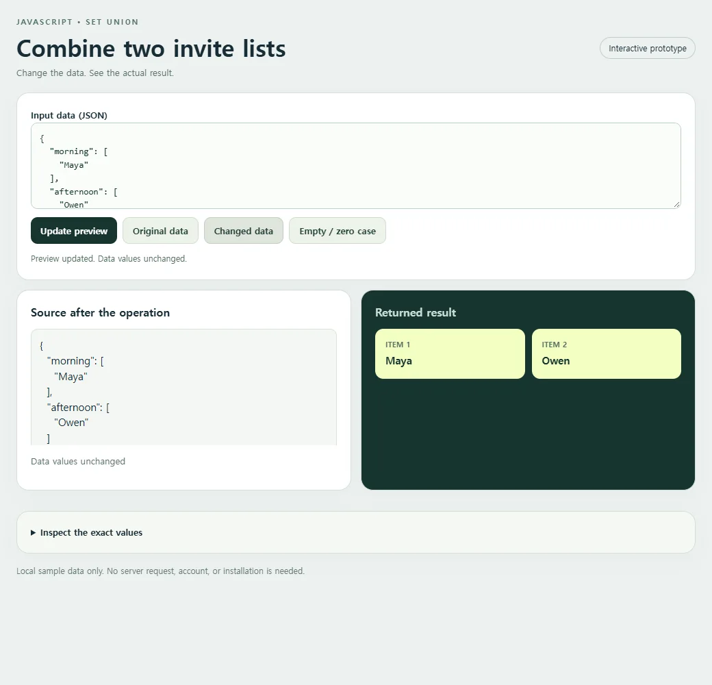 Combine two invite lists: the changed preset supplies a second input to compare with the original.