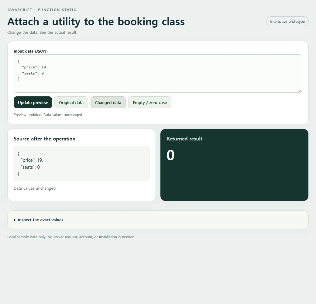 A second input lets you compare the static calculation
