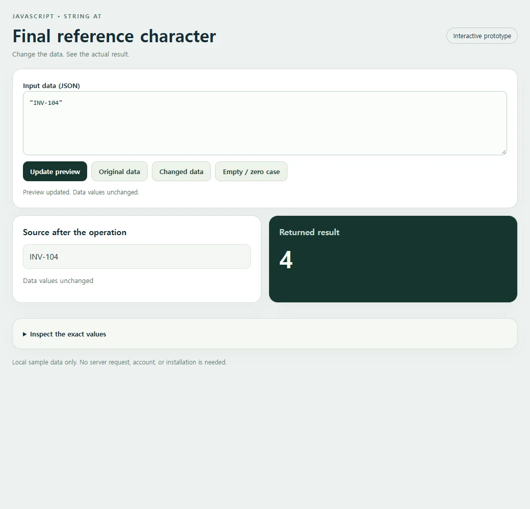 The complete final reference character example with its original sample.