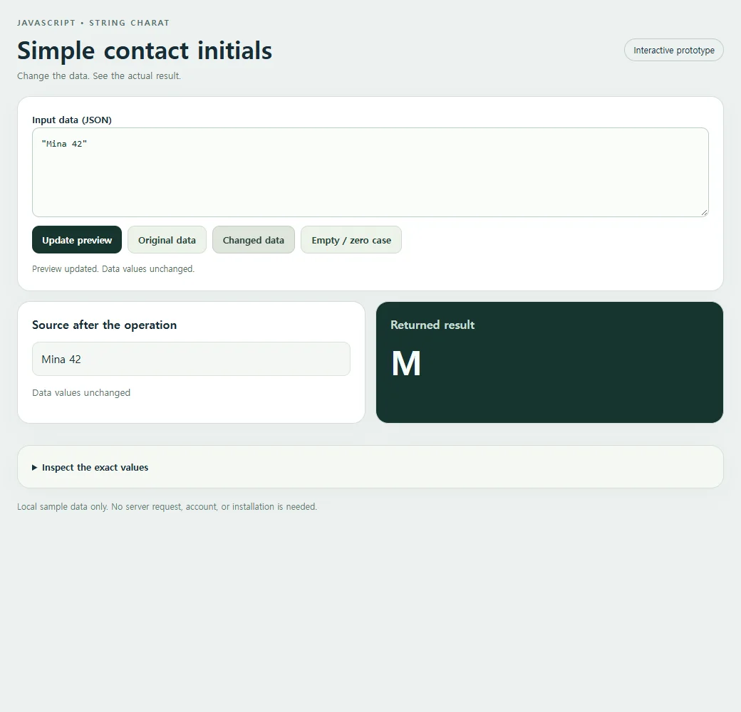 A second simple contact initials sample demonstrates how the result responds to changed input.