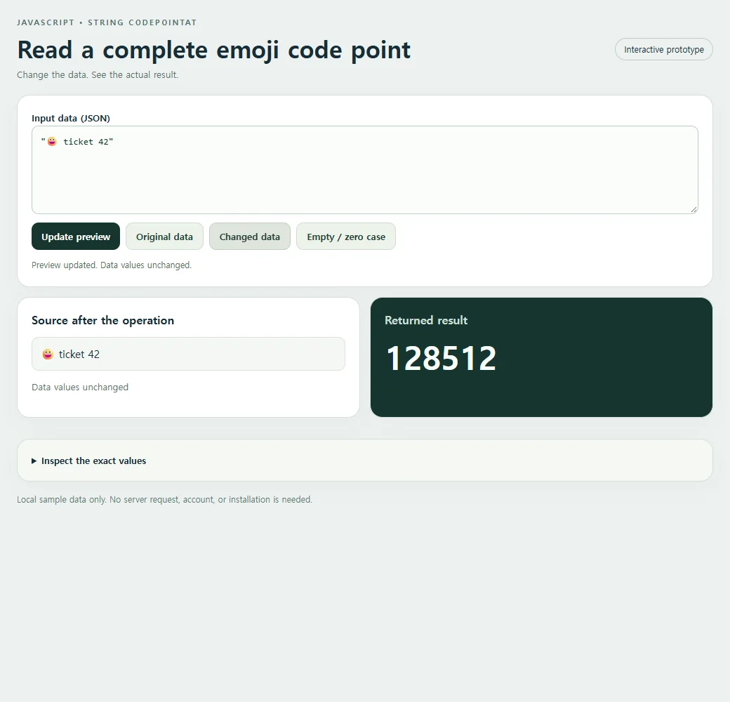 Read a complete emoji code point: the changed preset supplies a second input to compare with the original.