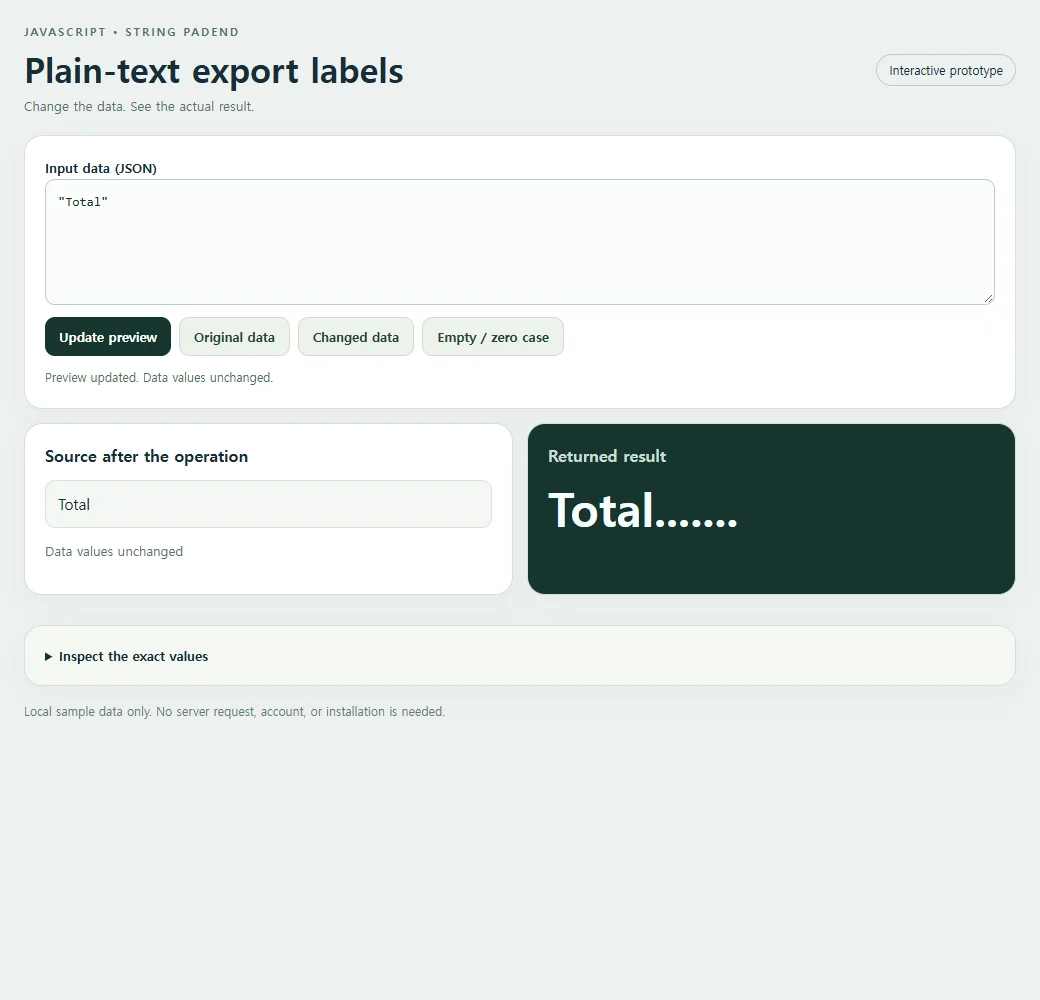 The complete plain-text export labels example with its original sample.