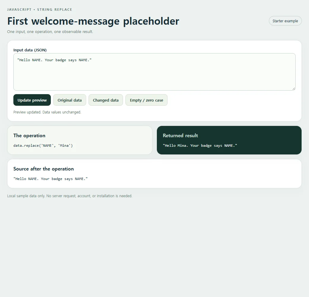 The starter separates the input, operation, and returned result.