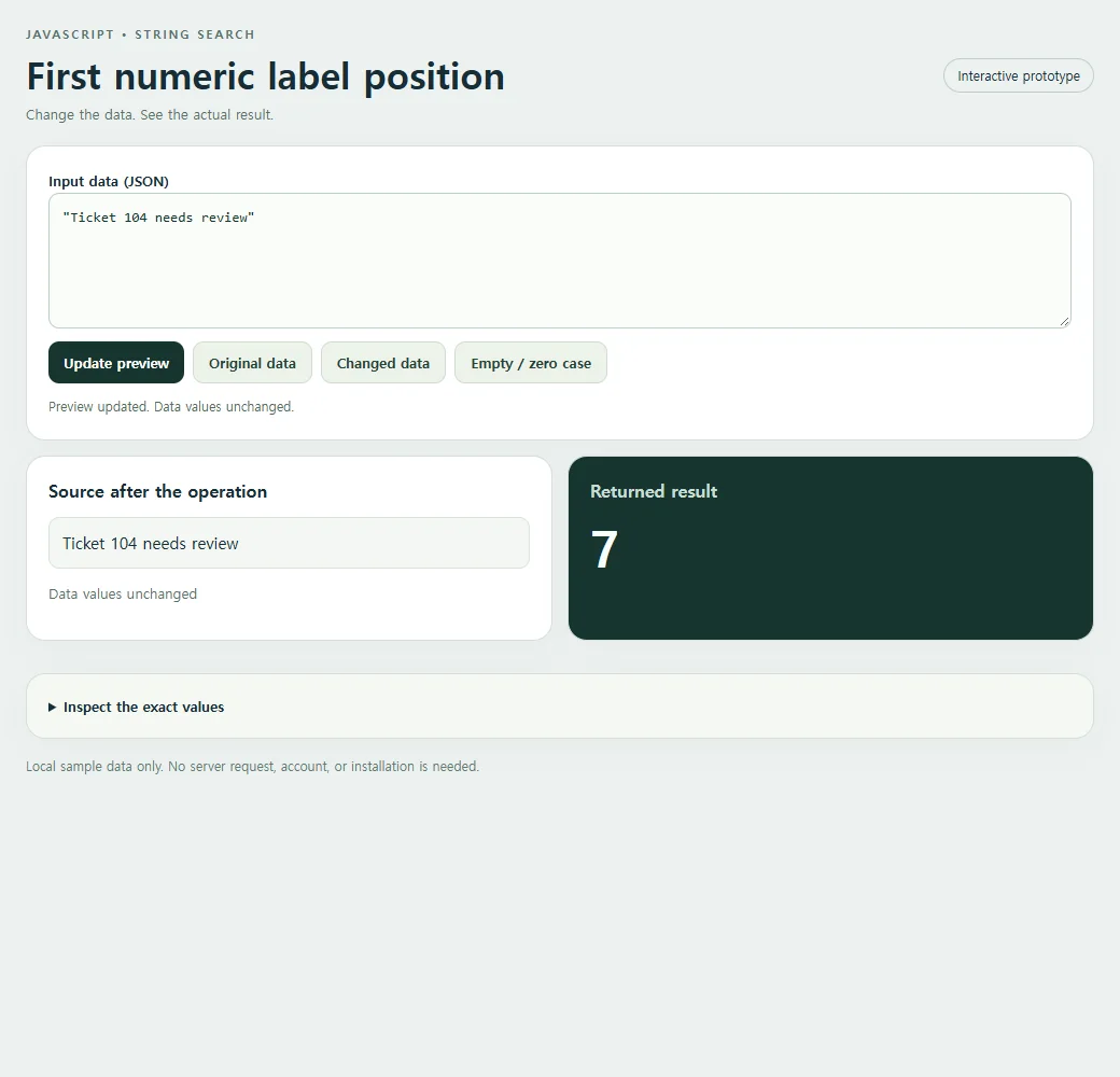 The complete first numeric label position example with its original sample.