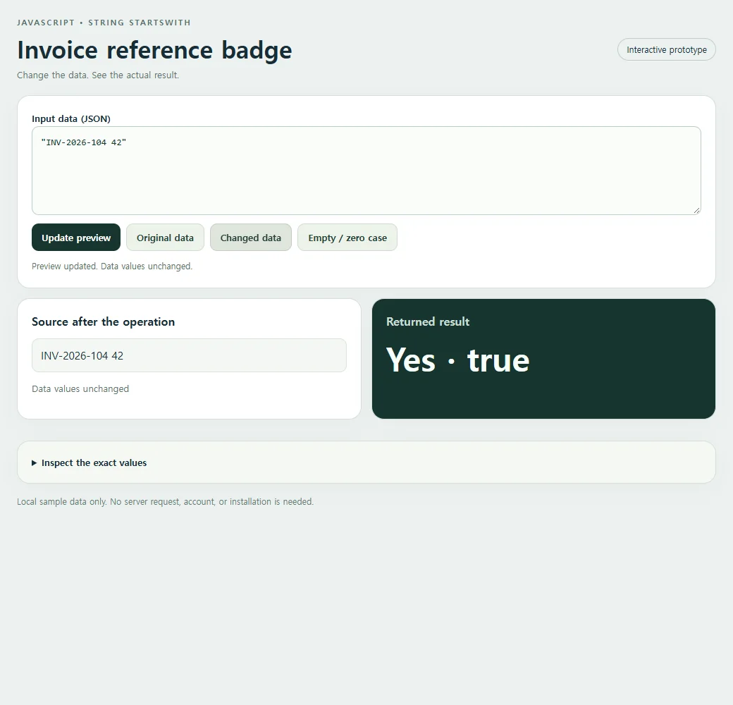 A second invoice reference badge sample demonstrates how the result responds to changed input.