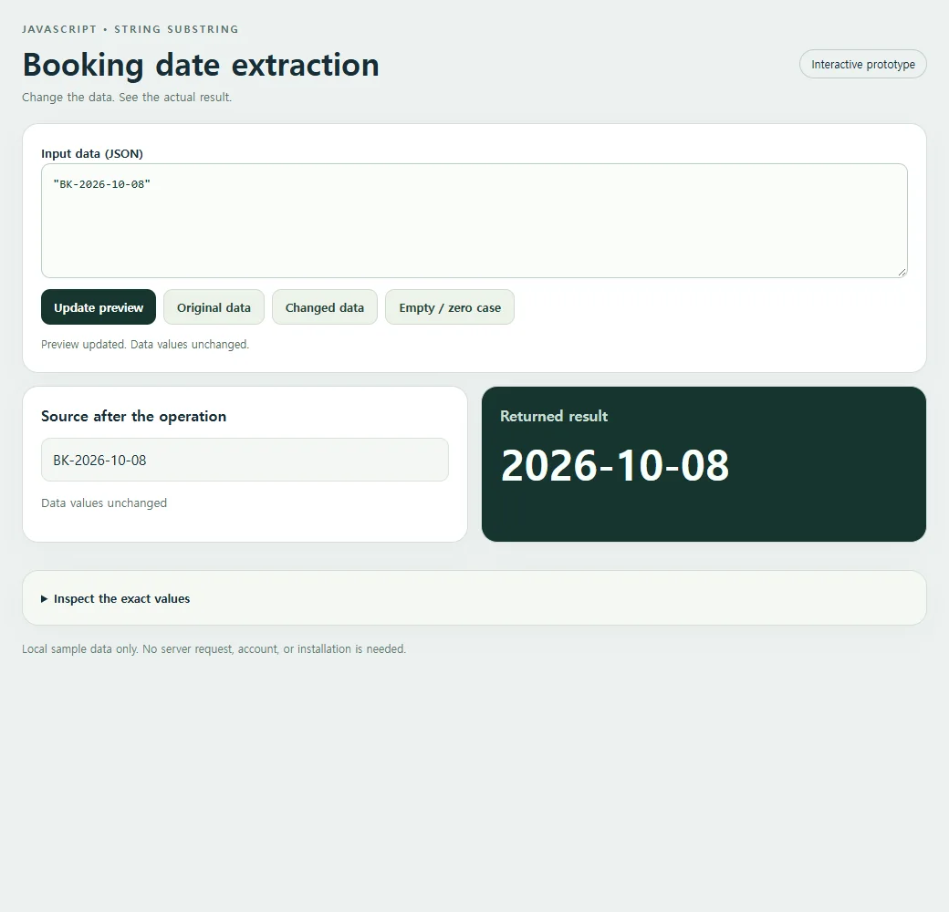 The complete booking date extraction example with its original sample.