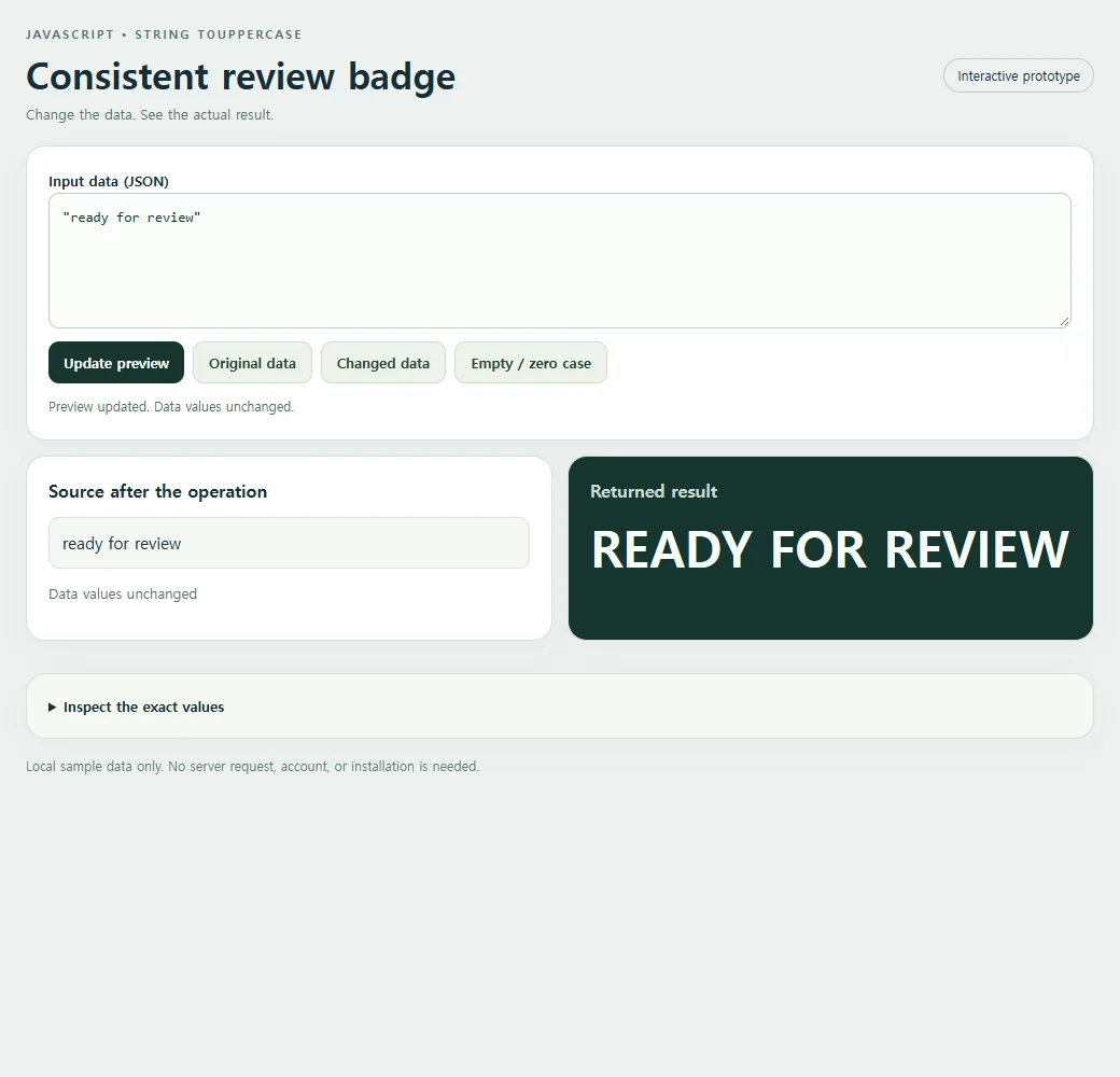 The complete consistent review badge example with its original sample.