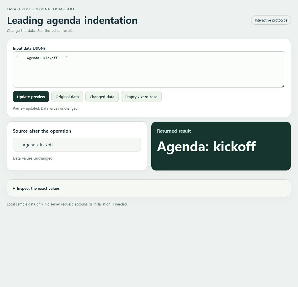 The complete leading agenda indentation example with its original sample.