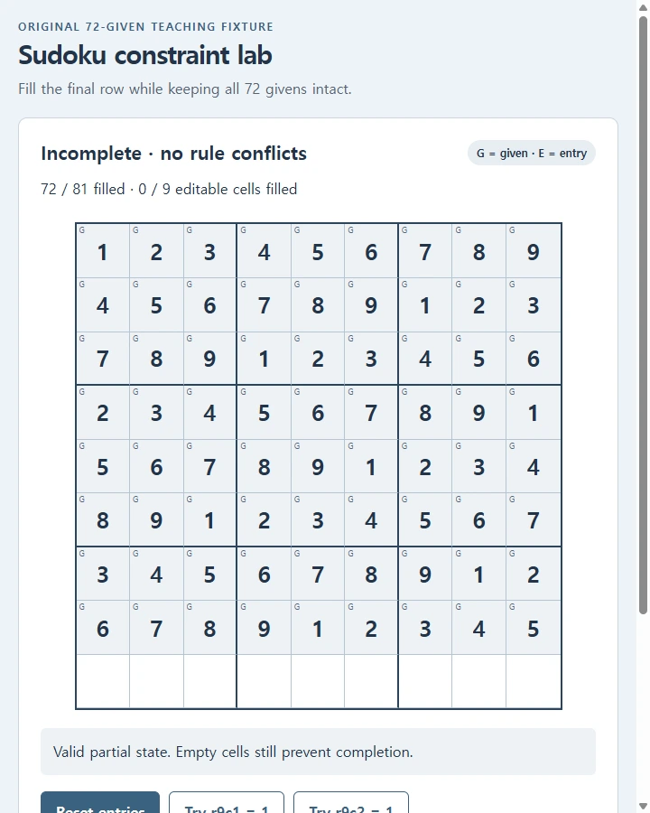 Sudoku constraint lab