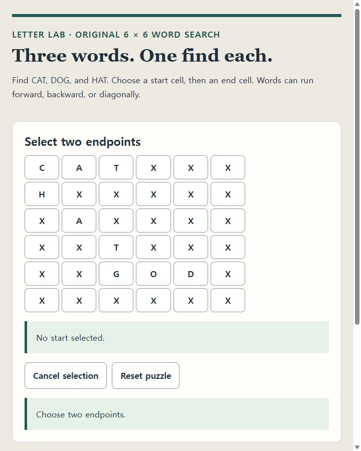 Three words. One find each.