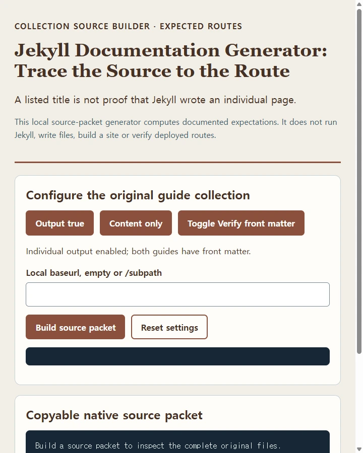 Jekyll Documentation Generator: Trace the Source to the Route