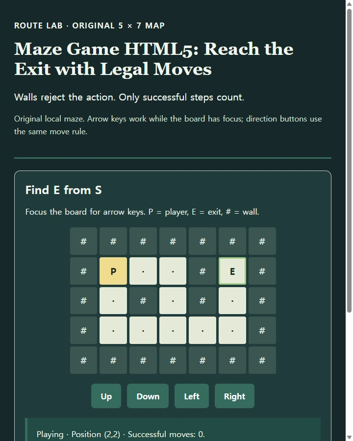 Maze Game HTML5: Reach the Exit with Legal Moves