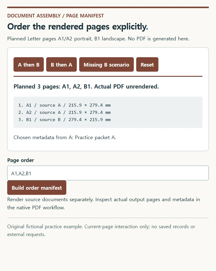 Order the rendered pages explicitly.