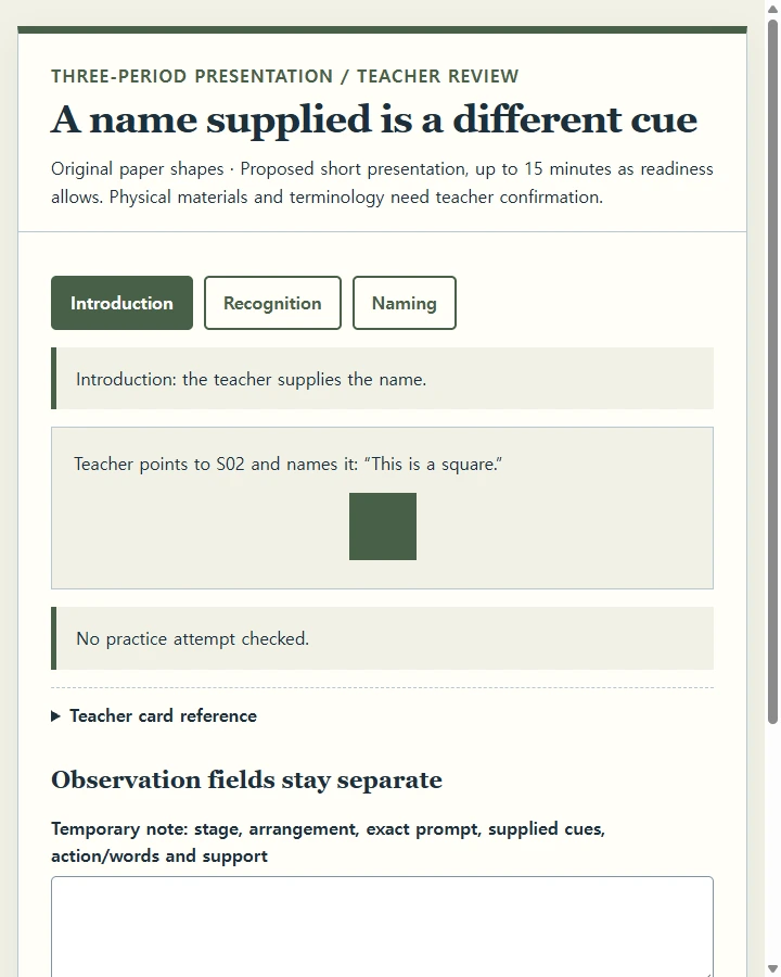 A name supplied is a different cue