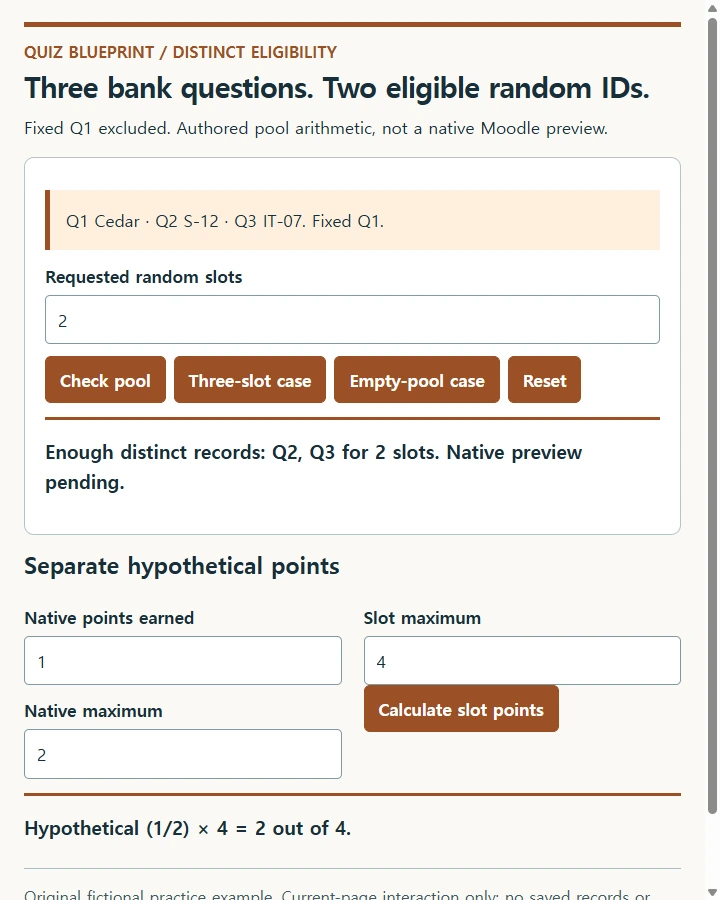 Three bank questions. Two eligible random IDs.