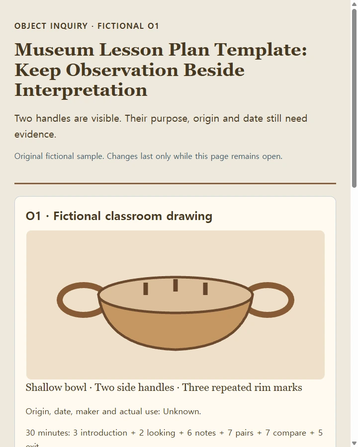 Museum Lesson Plan Template: Keep Observation Beside Interpretation