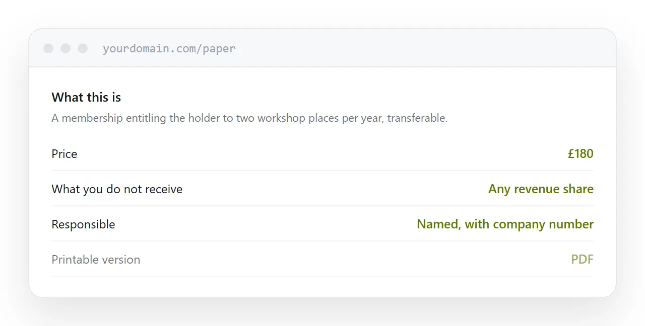 A project document as a page with the fixed version linked beneath.