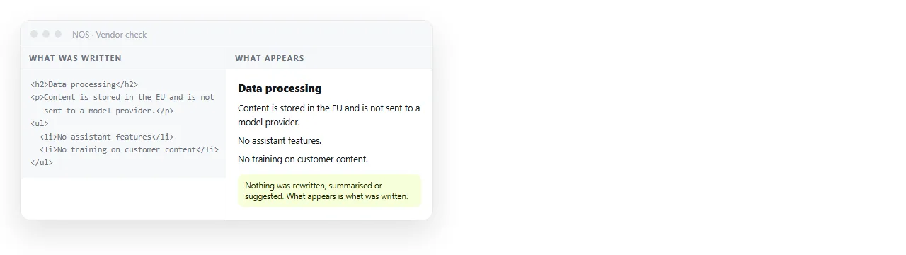 The pasted markup rendered as a page. What appears is what was written.
