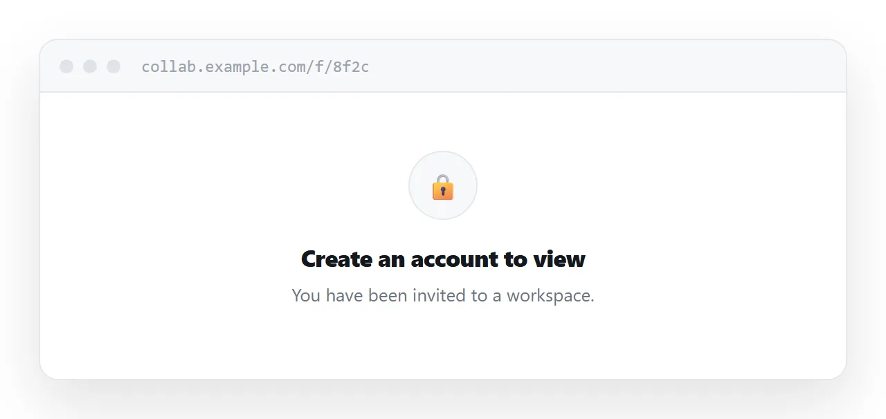 A collaboration link opened by an outsider, showing a request-access screen.
