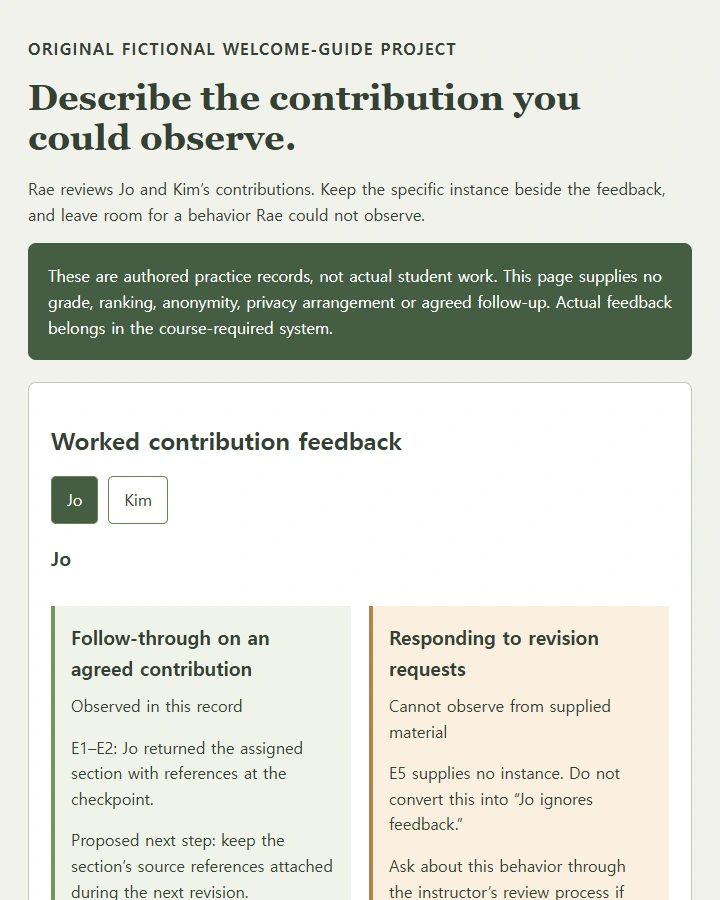 Two teammate feedback entries with concrete instances, observation limits, and proposed follow-up