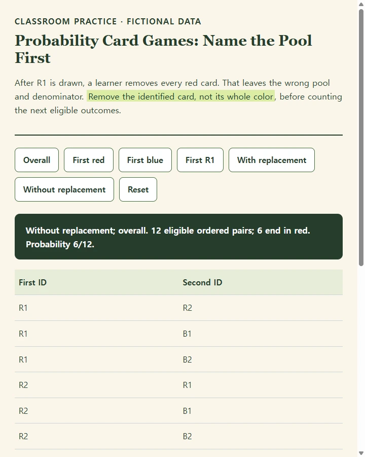 Probability Card Games: Name the Pool First