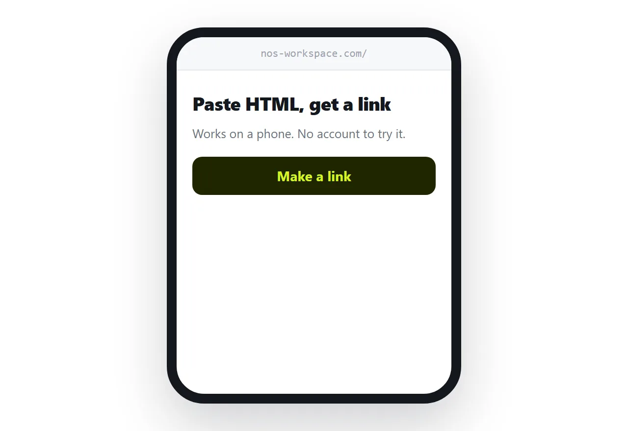 A landing page on a phone with the product sentence and the action visible without scrolling.