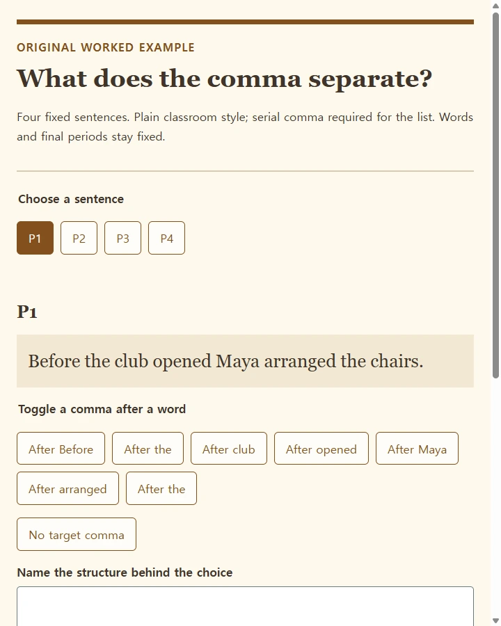 What does the comma separate?
